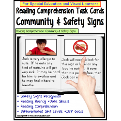 Reading Comprehension LARGE Task Cards COMMUNITY & SAFETY SIGNS